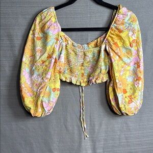 Mumu Small Floral‎ Yellow Crop Top